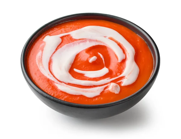 Tigela Sopa Creme Tomate Isolada Fundo Branco — Fotografia de Stock