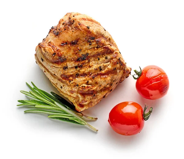 Freshly Grilled Pork Fillet Steak Isolated White Background Top View — Stock Photo, Image