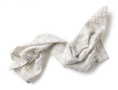 Kırışmış pamuk peçete beyaz arkaplanda izole edilmiş, üst görünüm