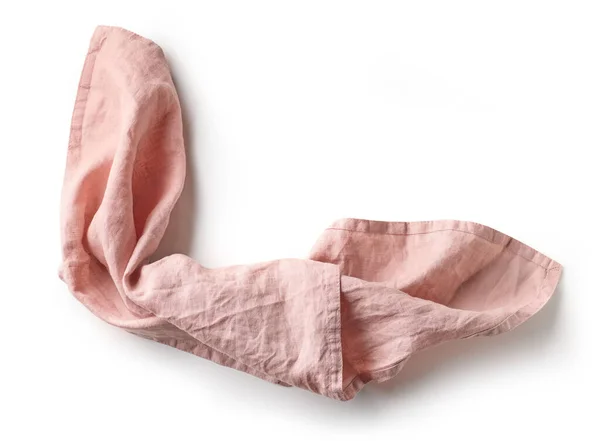 Pink Crumpled Cotton Napkin Isolated White Background Top View — Stock Photo, Image
