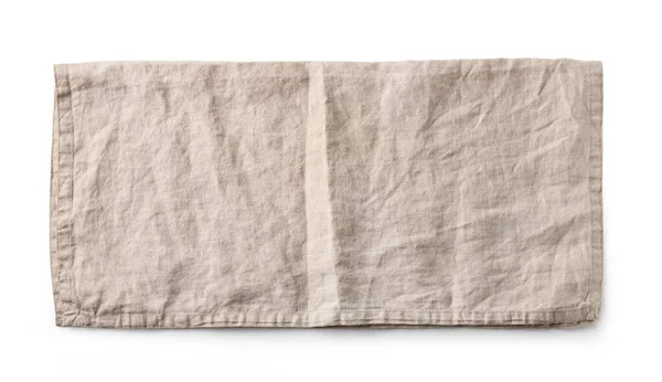 Gefaltete Graue Baumwollserviette Isoliert Auf Weißem Hintergrund Draufsicht — Stockfoto