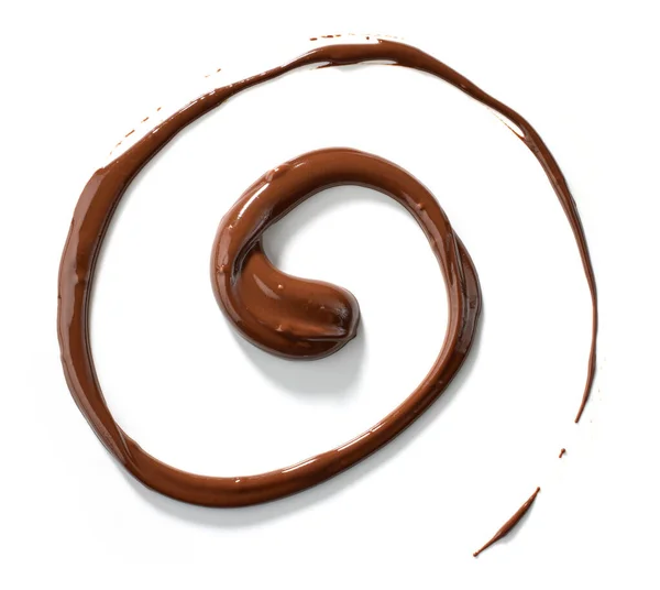 Geschmolzene Schokolade Wirbel Isoliert Auf Weißem Hintergrund Draufsicht — Stockfoto
