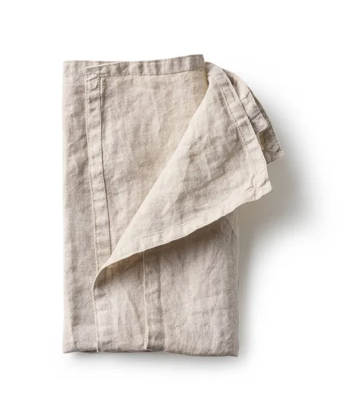 Folded Linen Napkin Isolated White Background Top View — Stock Photo, Image