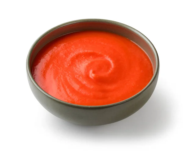 Miska Červené Rajčatové Omáčky Kečup Izolované Bílém Pozadí — Stock fotografie