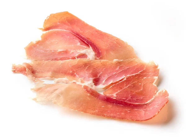 Sliced Spanish Iberico Ham Isolated White Background — Stock Photo, Image