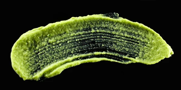 Yeşil Sebze Püresi Siyah Arkaplanda Izole Edilmiş Üst Görünüm — Stok fotoğraf