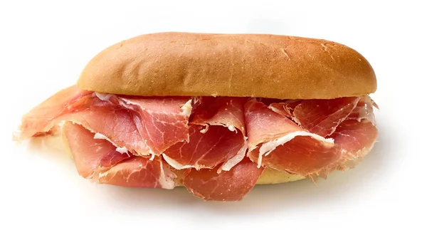 Sandwich Sliced Spanish Iberico Ham Isolated White Background — Stock Photo, Image