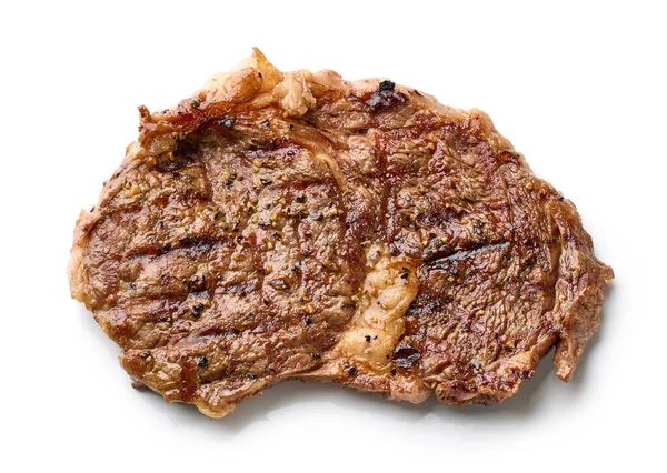 Freshly Grilled Beef Entrecote Steak Isolated White Background Top View — Stock Photo, Image