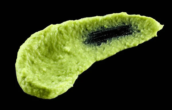 Grünes Gemüsepüree Isoliert Auf Schwarzem Hintergrund Ansicht Von Oben — Stockfoto