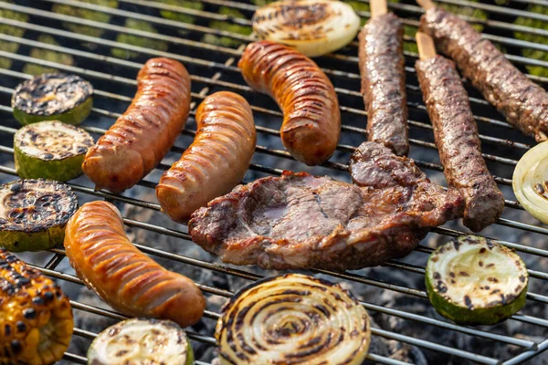 Various Meat Vegetables Grill — Stock Photo, Image