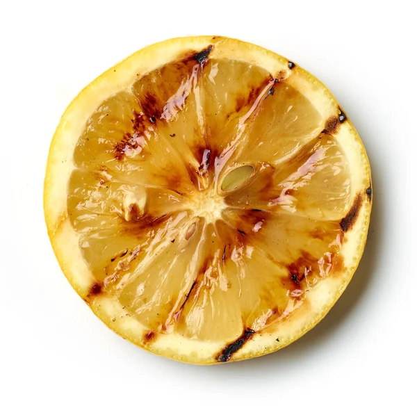 Gegrillte Zitronenscheibe Isoliert Auf Weißem Hintergrund Ansicht Von Oben — Stockfoto