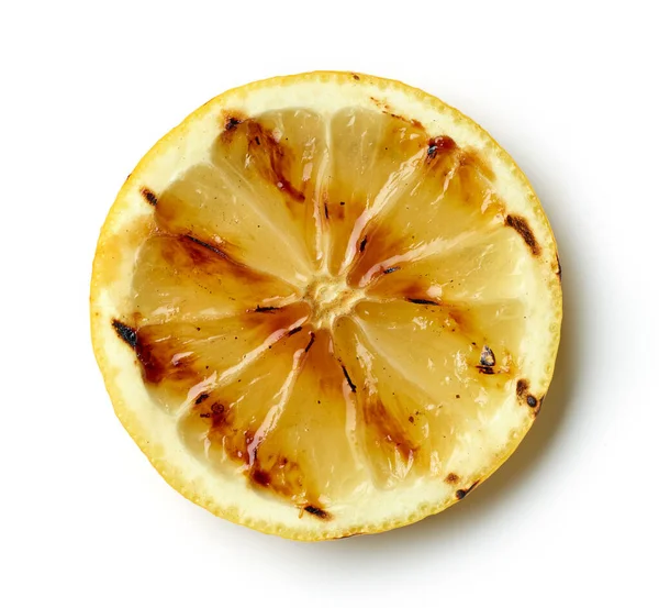 Grillad Citronskiva Isolerad Vit Bakgrund Ovanifrån — Stockfoto