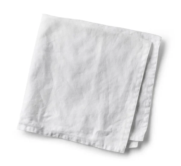White Folded Cotton Napkin Isolated White Background Top View — Stock Photo, Image
