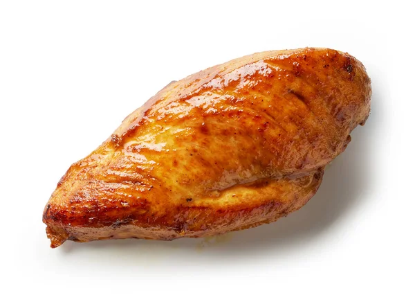 Sült Lédús Csirke Filé Hús Elszigetelt Fehér Alapon Felső Nézet — Stock Fotó