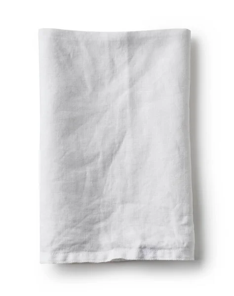 白色折叠式棉质餐巾 白色背景 顶部视图 — 图库照片