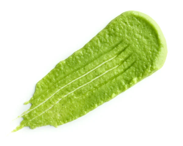 绿色蔬菜泥 白色背景 顶部视图分离 — 图库照片
