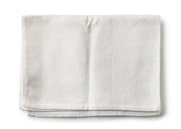 Witte Gevouwen Katoenen Handdoek Geïsoleerd Witte Achtergrond Bovenaanzicht — Stockfoto