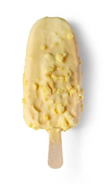 Orange Ice Cream Covered White Chocolate Isolated White Background Top — Stock Photo, Image