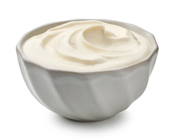 Sour Cream Yogurt Bowl Isolated White Background Stock Image