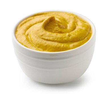 hardal beyaz arka plan üzerinde izole kase