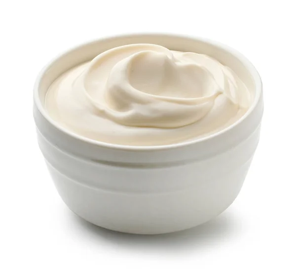 Bowl Mayonnaise Isolated White Background — Stock Photo, Image