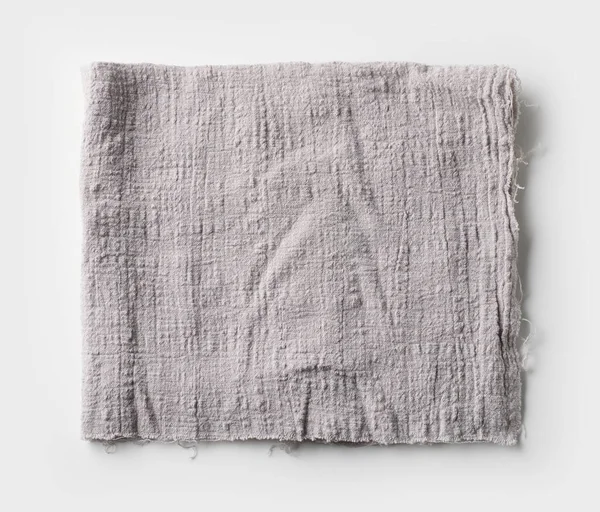 Folded Grey Cotton Napkin White Background Top View — Stock Photo, Image