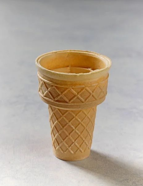 Empty Ice Cream Waffle Cone Table Top — Stock Photo, Image