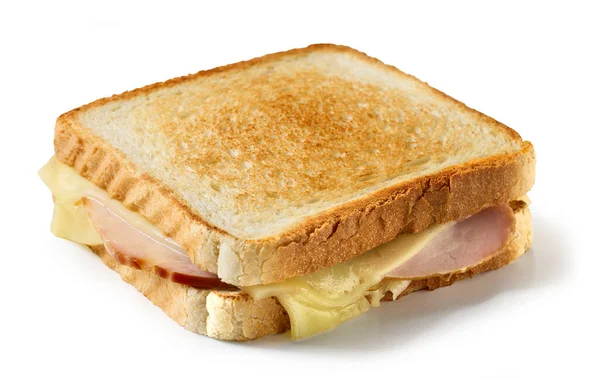 Beyaz Arka Planda Izole Edilmiş Jambonlu Peynirli Tost — Stok fotoğraf