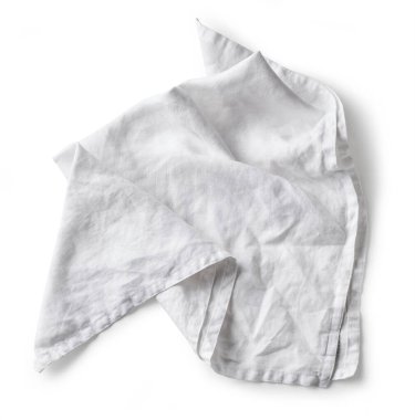 beyaz buruşmuş pamuk peçete beyaz zemin üzerinde izole, üst görünüm