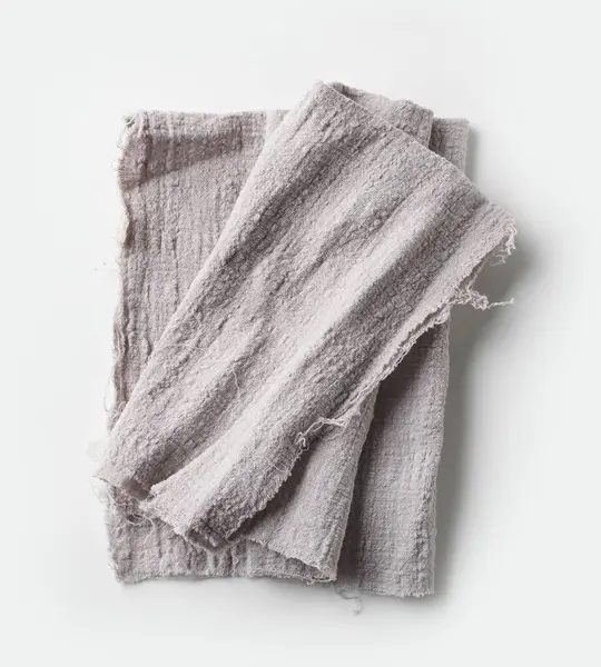 Grey Folded Cotton Napkin Isolated White Background Top View — Stock Photo, Image