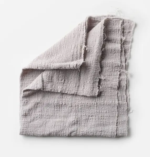 Grey Folded Cotton Napkin Isolated White Background Top View — Stock Photo, Image