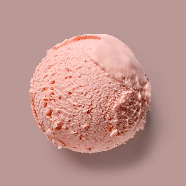 Înghețată Căpșuni Fond Culoare Roz Vedere Sus — Fotografie, imagine de stoc