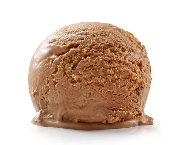 Homemade Chocolate Ice Cream Scoop Isolated White Background — Stock Photo, Image