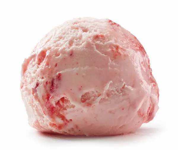Rosa Erdbeer Und Vanilleeis Kugel Isoliert Auf Weißem Hintergrund — Stockfoto