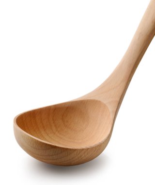 boş ahşap kepçe beyaz arkaplanda izole