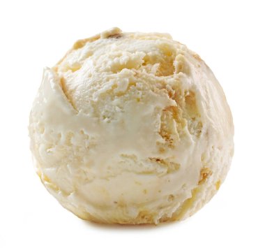 Akçaağaç pekmezi ve cevizli dondurma kepçesi beyaz arka planda izole edilmiş.