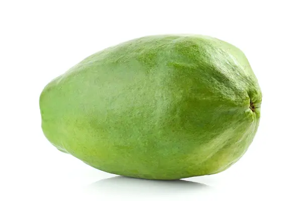 Tutta Fresca Frutta Papaia Verde Isolato Sfondo Bianco — Foto Stock