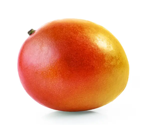 新鮮な熟した全体のマンゴーフルーツは白い背景で分離しました ストックフォト