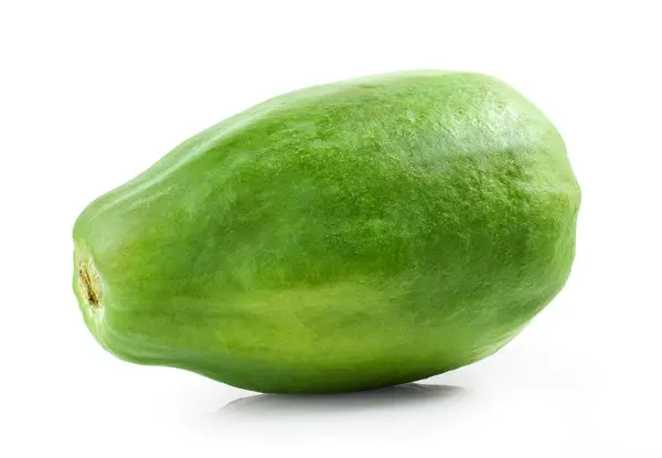 Fructe Întregi Proaspete Papaya Verde Izolate Fond Alb — Fotografie, imagine de stoc