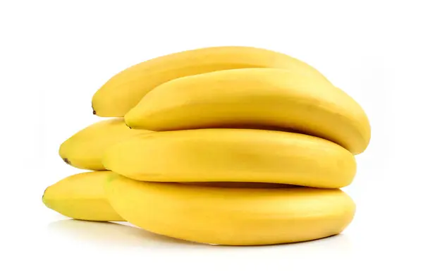Buchet Banane Proaspete Coapte Izolate Fundal Alb — Fotografie, imagine de stoc