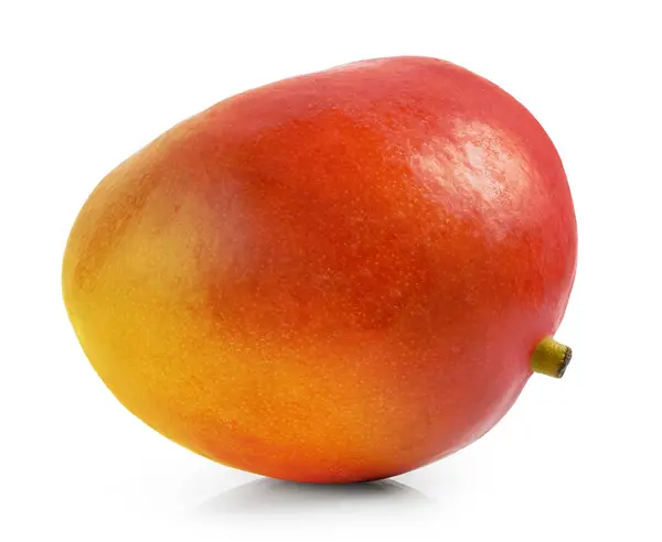 Fructe Proaspete Mango Întregi Izolate Fond Alb — Fotografie, imagine de stoc
