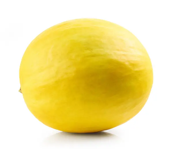 Melon Entier Jaune Mûr Frais Isolé Sur Fond Blanc — Photo