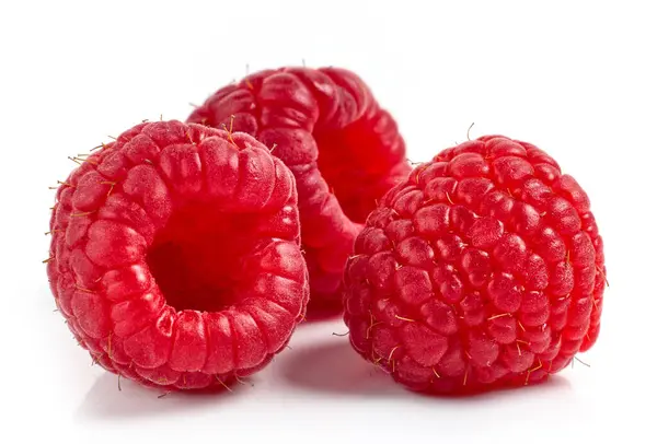 Fresh Ripe Raspberries Isolated White Background — Stock Photo, Image