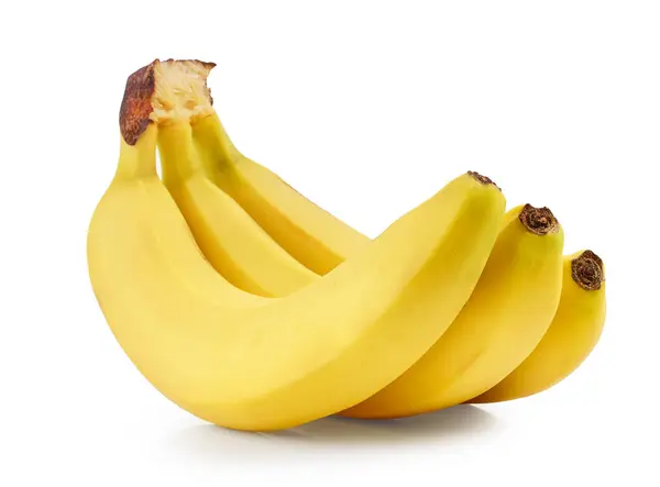 Buchet Banane Proaspete Coapte Izolate Fundal Alb — Fotografie, imagine de stoc