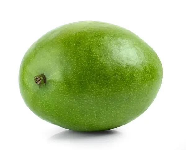 Świeże Zielone Owoce Mango Izolowane Białym Tle Zdjęcia Stockowe bez tantiem