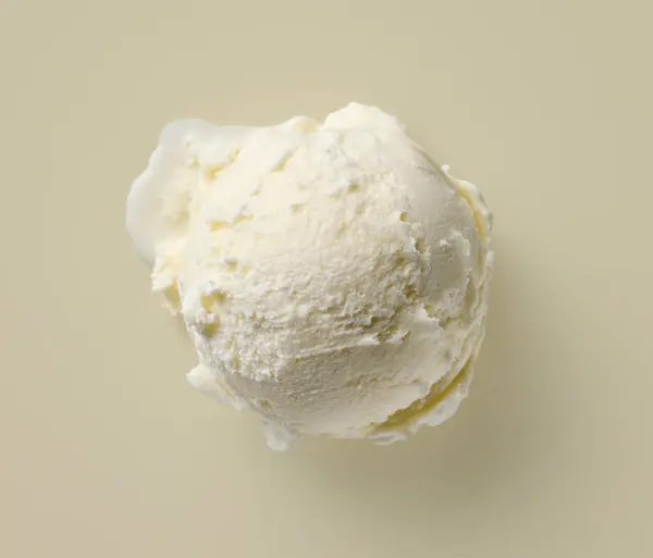 Ванильное Мороженое Шарик Изолирован Бежевом Фоне Вид Сверху Стоковое Фото