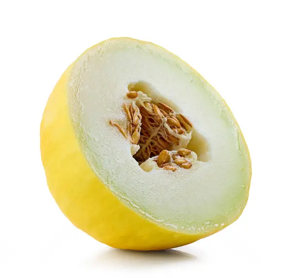Polovina Čerstvého Zralého Šťavnatého Melounu Izolovaného Bílém Pozadí Stock Snímky