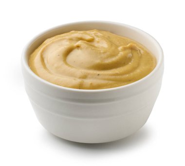 hardal beyaz arka plan üzerinde izole kase