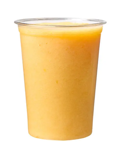 Fresh Yellow Smoothie Take Away Cup Isolated White Background Royalty Free Stock Photos