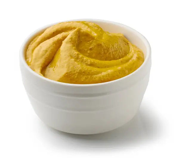 Bowl Mustard Isolated White Background Stock Photo